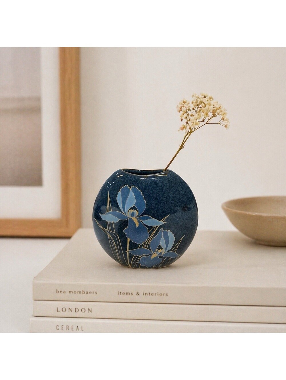 Vintage Otagiri Japan Blue Iris Vase Hand Crafted Mini Bud Flora Ceramic